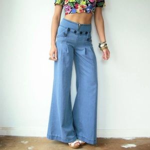 Anthropologie Elevenses Blue Sailor Pants